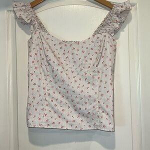 Cottagecore Ditsy Floral Corset-Style Top with Ruffle Straps